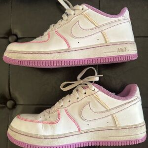 Nike Pink and White Low-Top Sneakers | Size 3Y